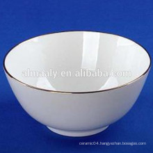 super white ceramic foot bowl with one golden rim